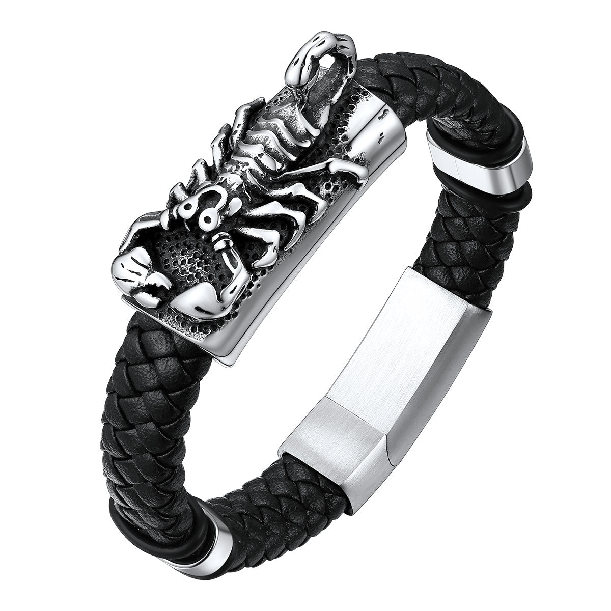 Custom Scorpion Leather Braided Bracelet for Men