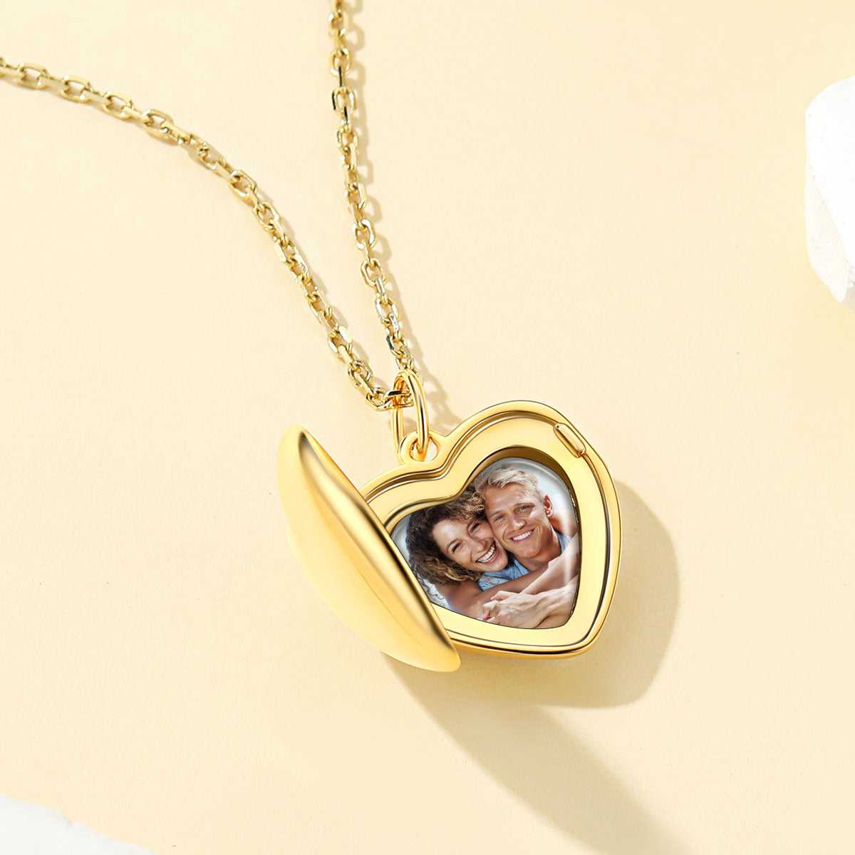Custom Silver Heart Locket Necklace in gold plated