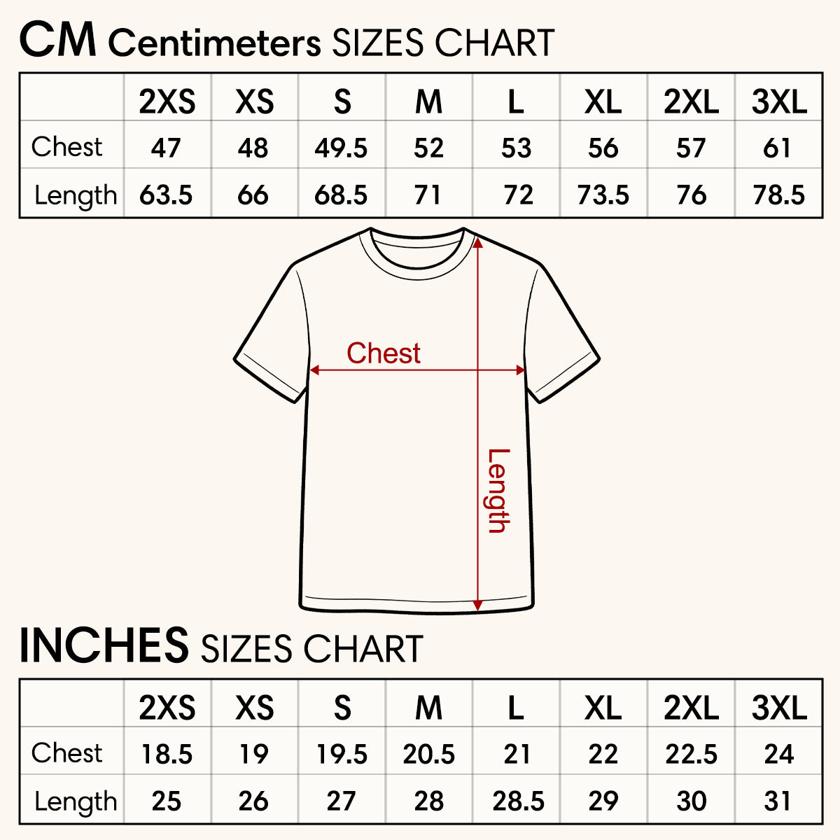 Custom T Shirt Size Guide