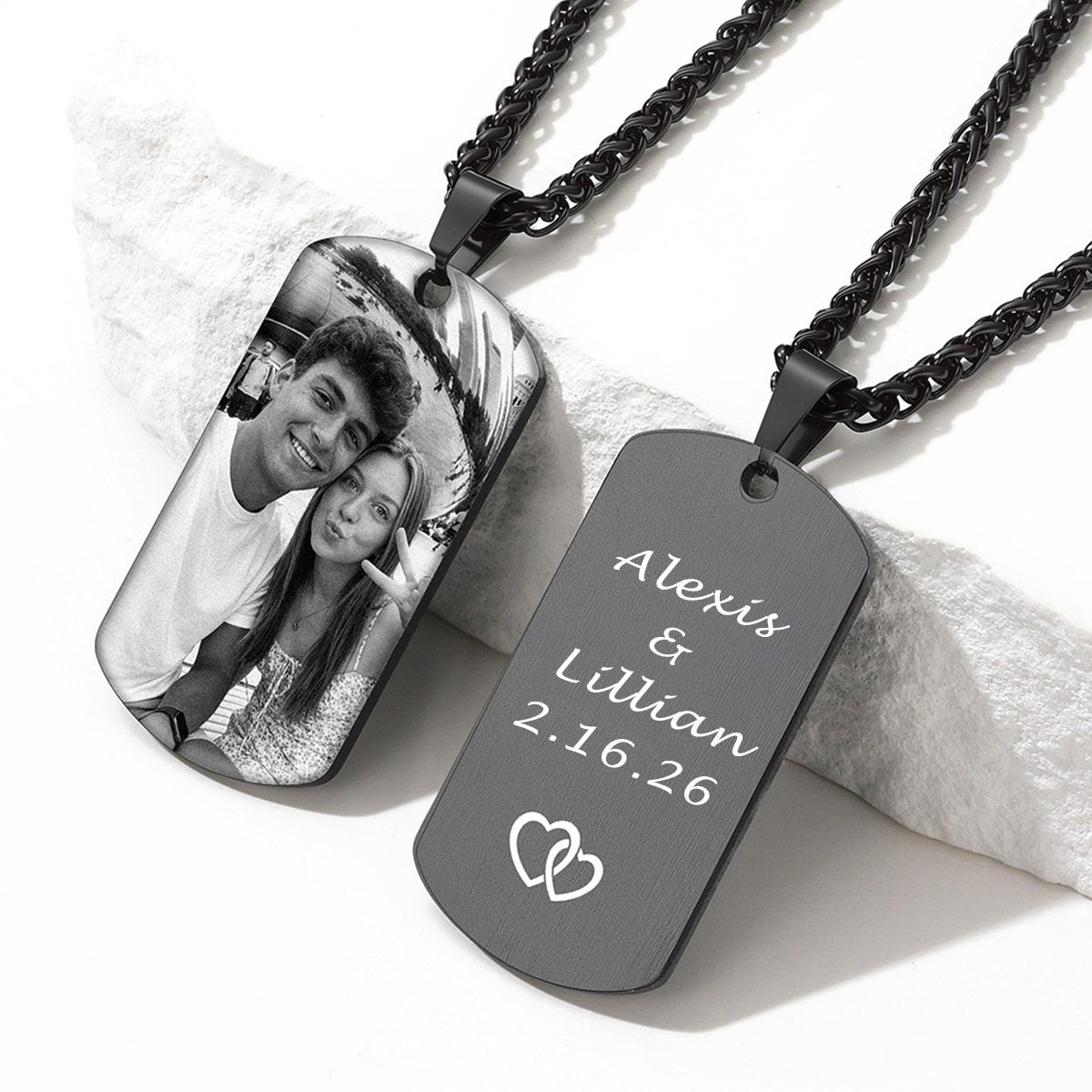 Custom Tag Engraved Picture Necklace 
