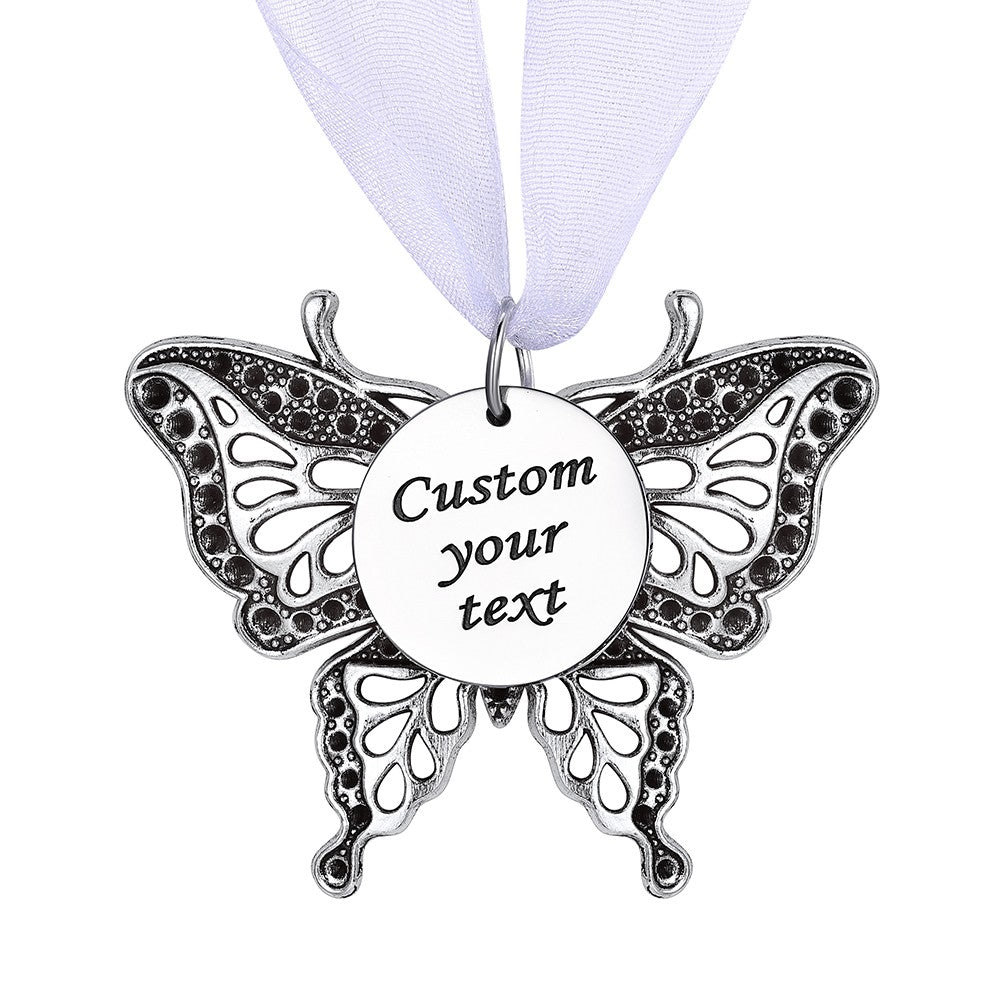 Custom Text Butterfly Christmas Ornaments for Family Lover