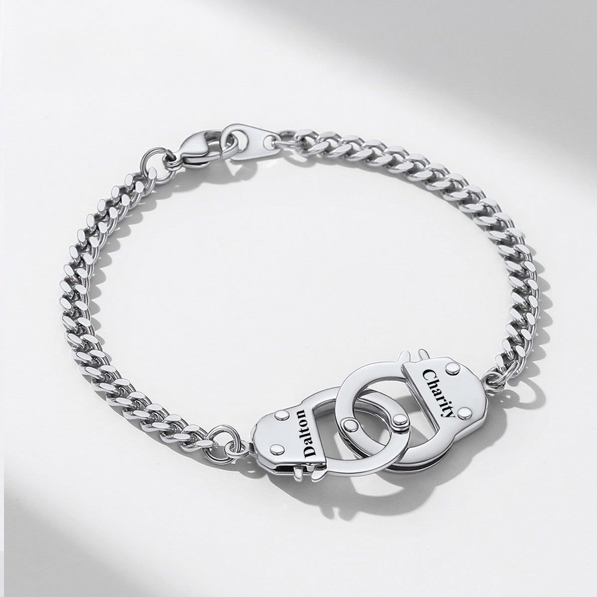 Custom Text Handcuff Chain Bracelet