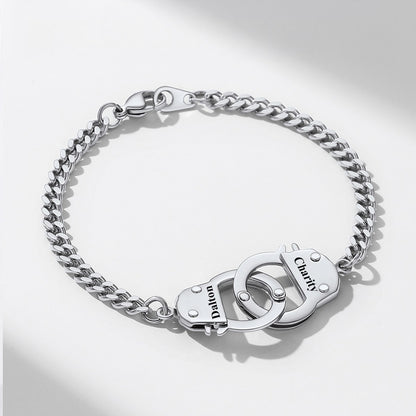 Custom Text Handcuff Chain Bracelet