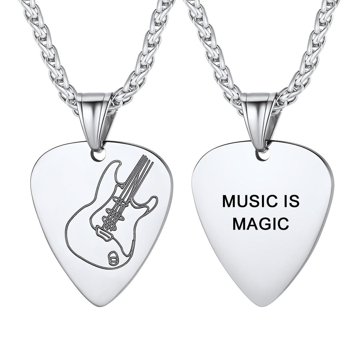 Custom Text Hip Hop Punk Guitar Pick Necklace