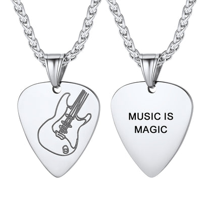 Custom Text Hip Hop Punk Guitar Pick Necklace