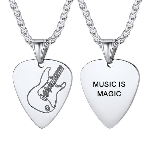Custom Text Hip Hop Punk Guitar Pick Necklace