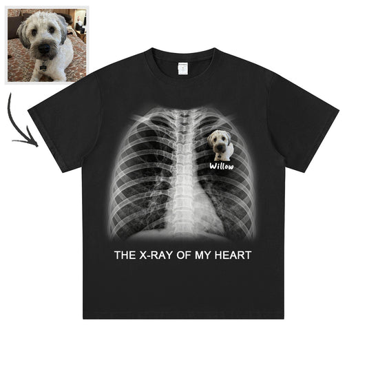 Custom Text X-Ray of My Heart T Shirt for Women Men on a white background