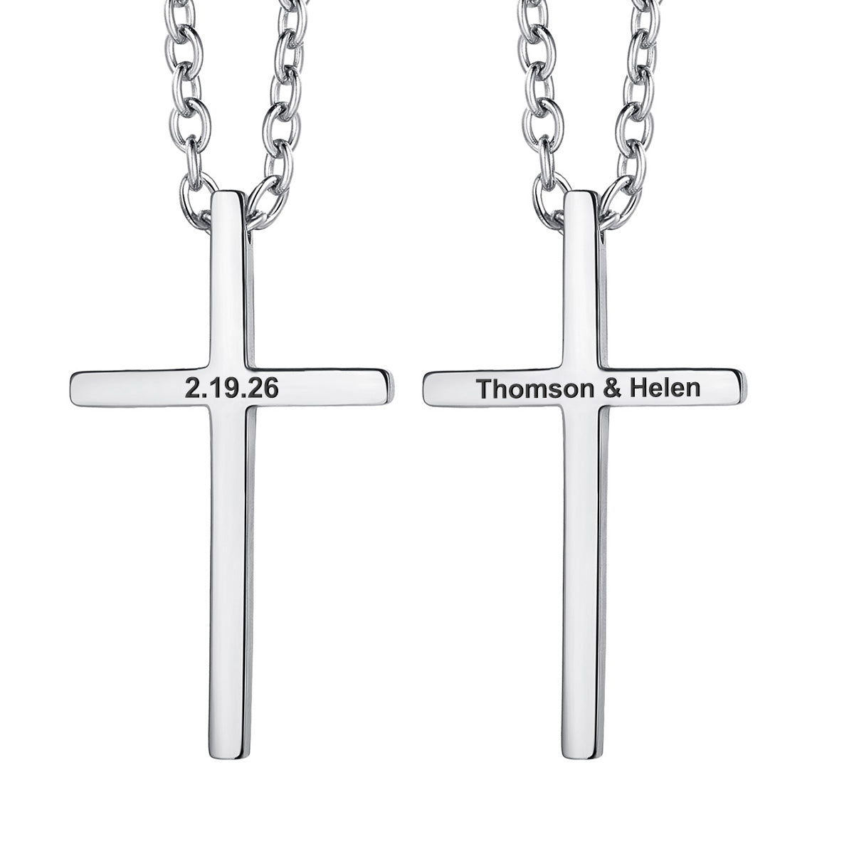 Custom Thin Cross Necklace in stainless steel