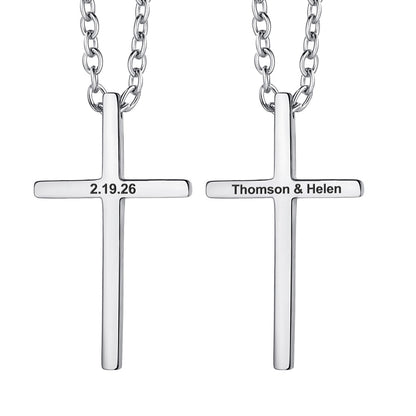 Custom Thin Cross Necklace in stainless steel