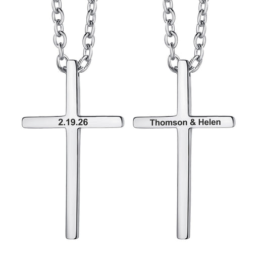 Custom Thin Cross Necklace in stainless steel