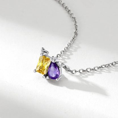 Custom Toi et Moi Birthstone Necklace for Women