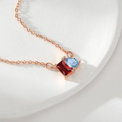 Custom Toi et Moi Birthstone Necklace for Women Rose Gold