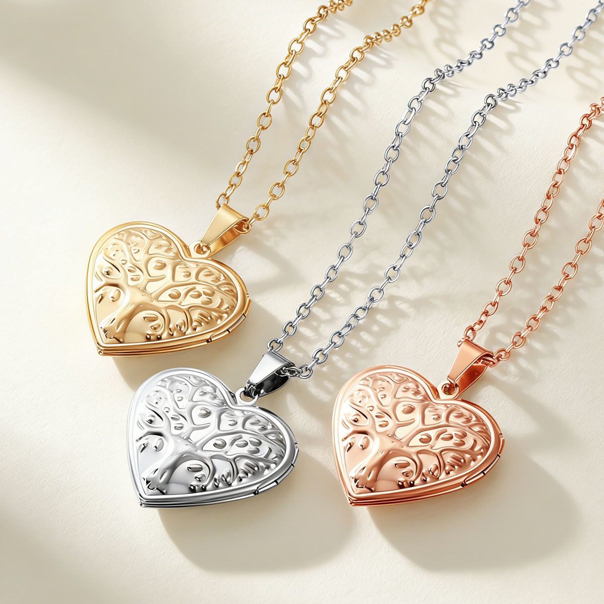 Custom Tree of Life Hearts Locket Necklace with Pictures in different color