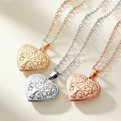 Custom Tree of Life Hearts Locket Necklace with Pictures in different color