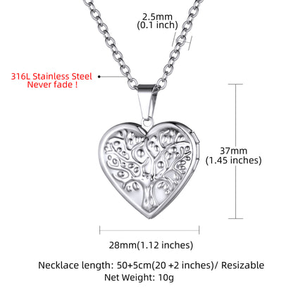 Custom Tree of Life Hearts Pictures Locket Necklace Dimension, Durable