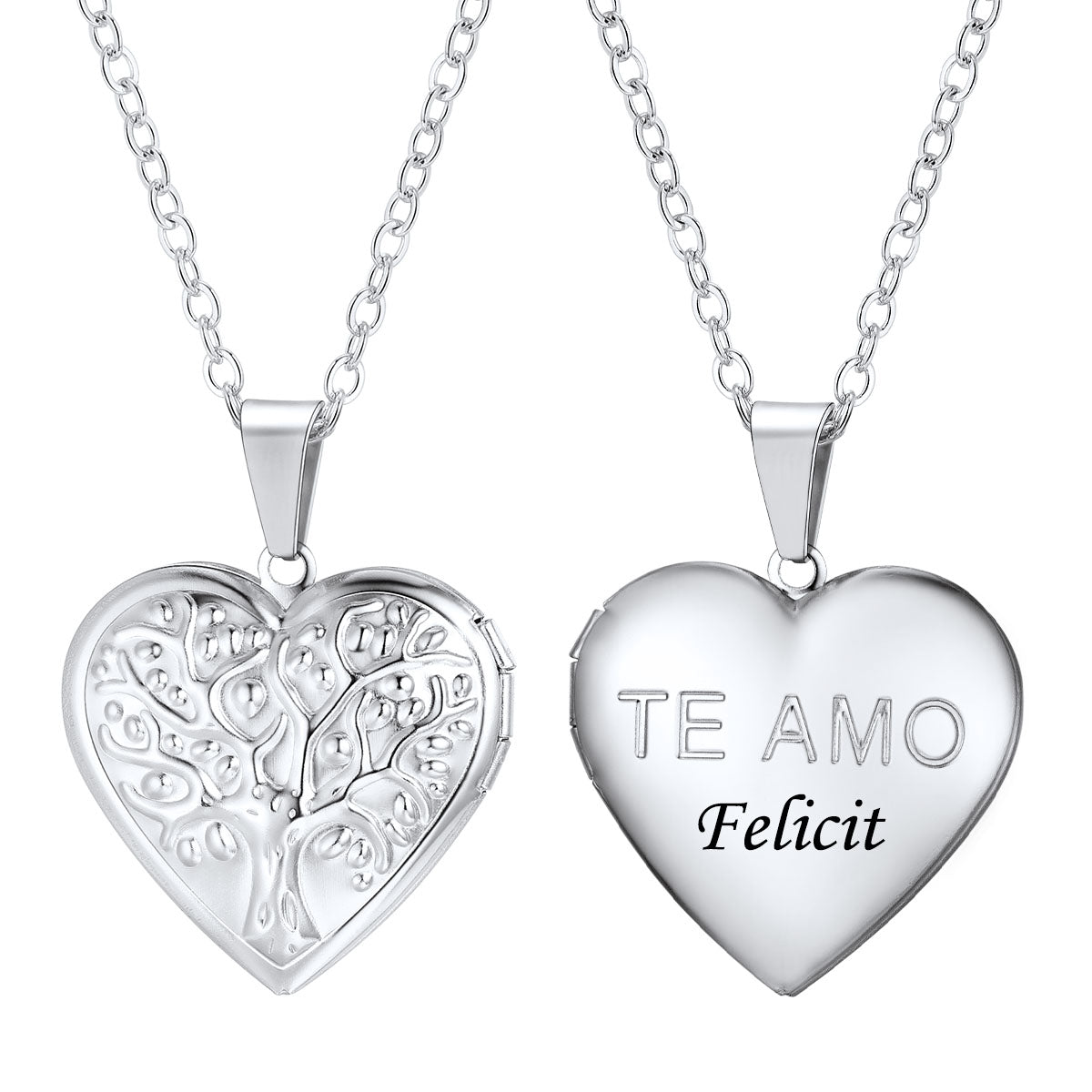 Custom Tree of Life Hearts Pictures Locket Necklace Stainless Steel