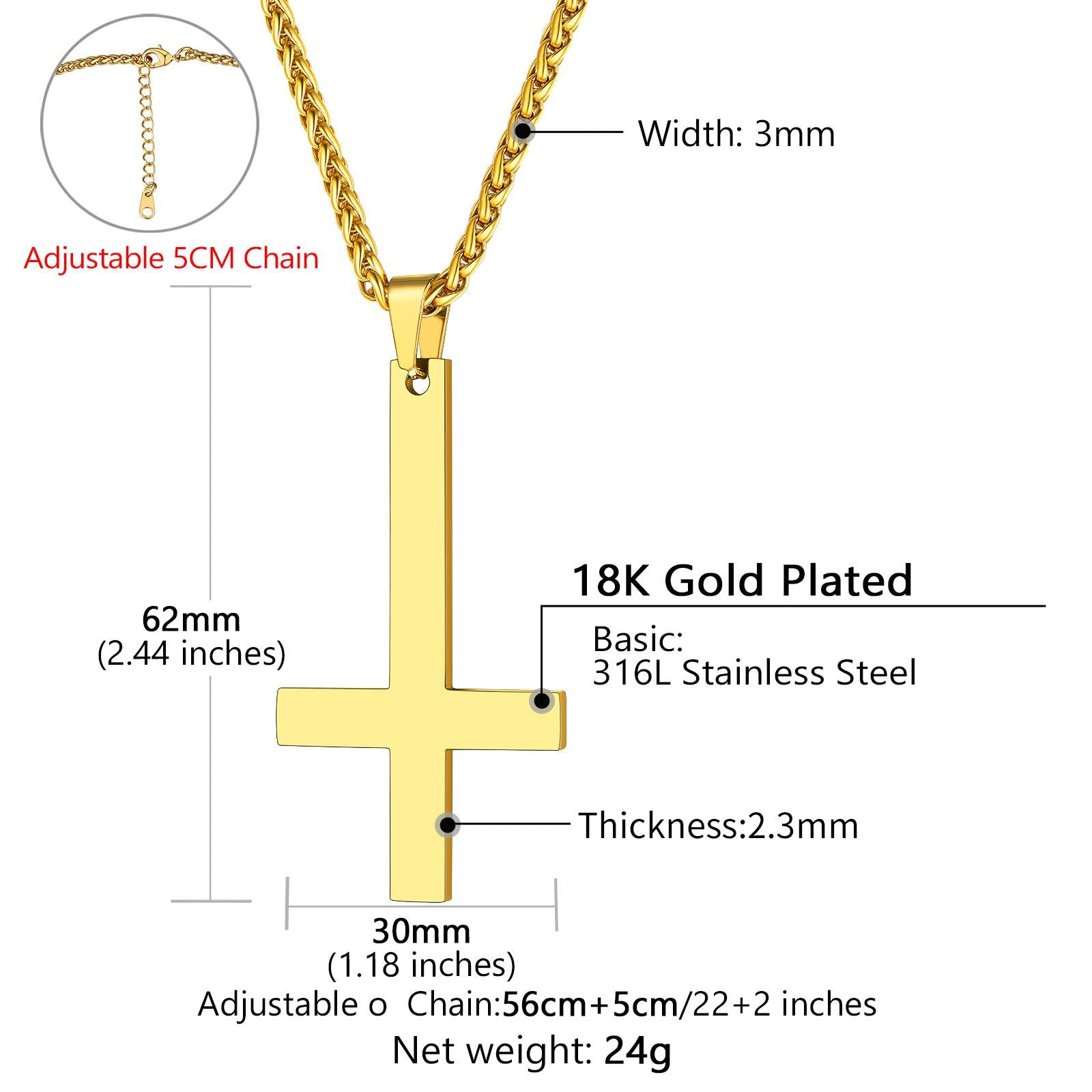 Custom Upside Down Cross Necklace in Gold Plated