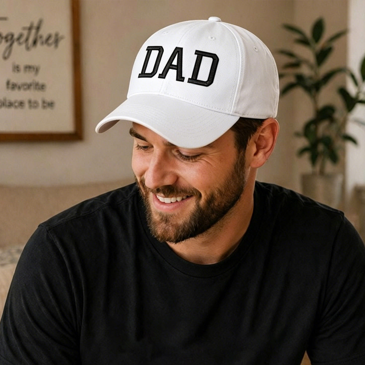 Custom White Dad Hat Baseball Cap with Embroidery Text