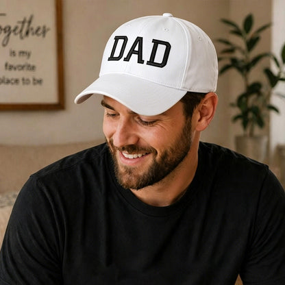 Custom White Dad Hat Baseball Cap with Embroidery Text