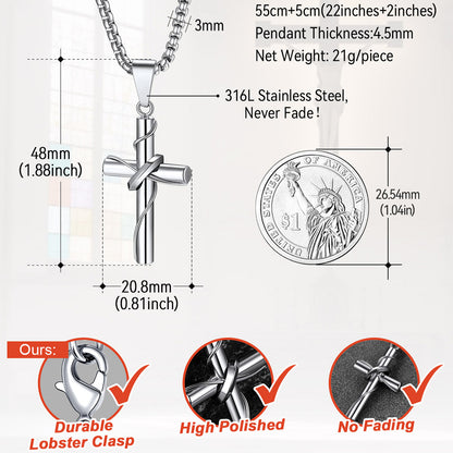 Custom Wrap Cross Necklace: Dimension, Durable, Solid