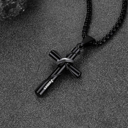 Custom Wrap Cross Necklace in Black Plated