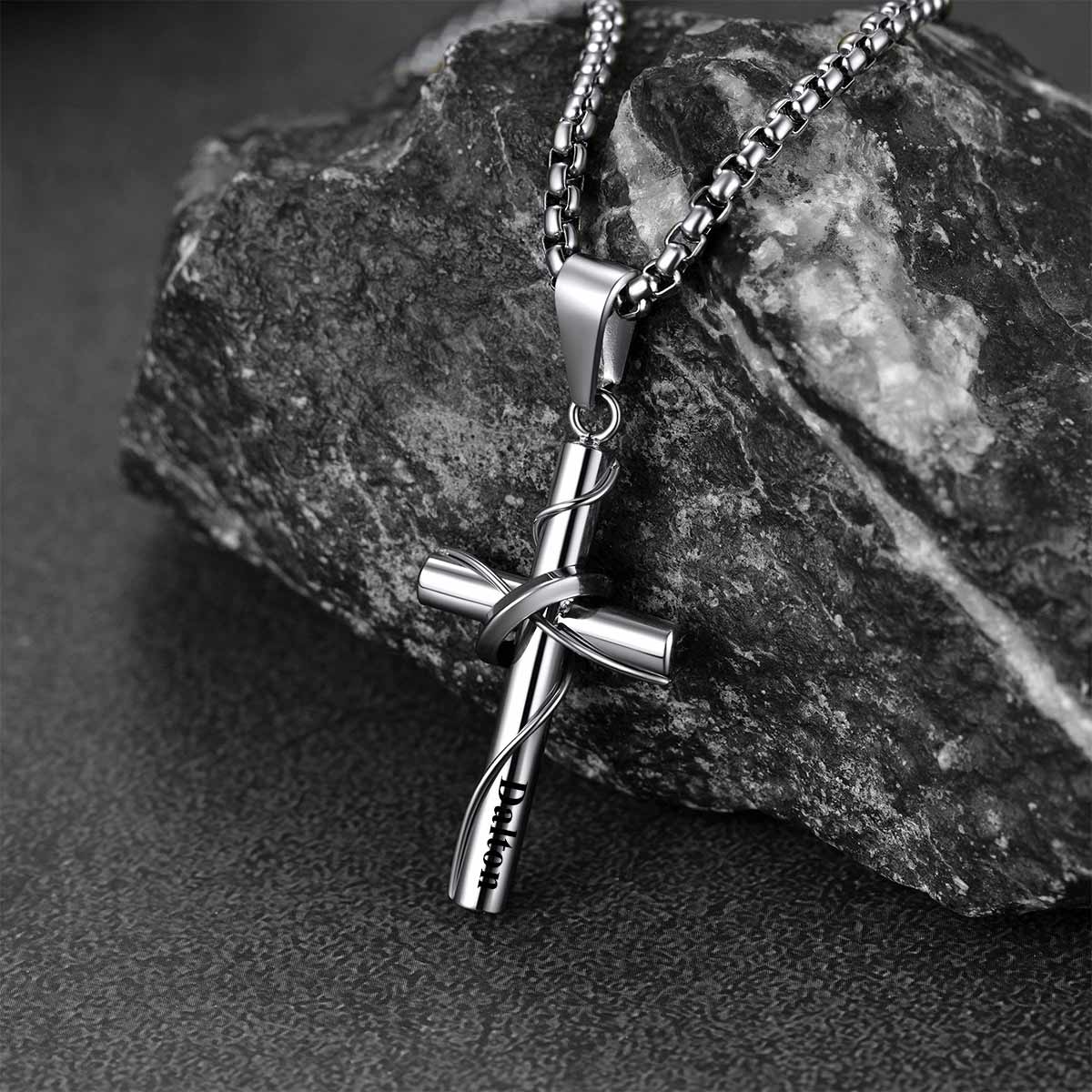 Custom Wrap Cross Necklace in Stainless Steel