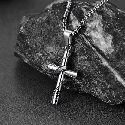 Custom Wrap Cross Necklace in Stainless Steel