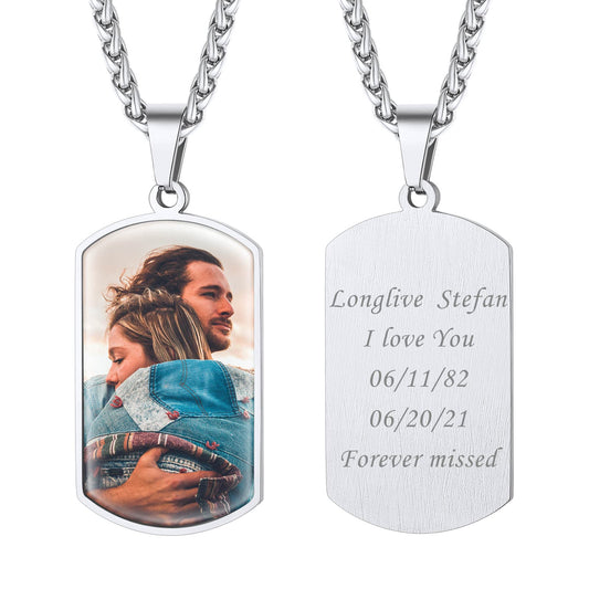 Personalized Dog Tag Picture Necklace Stainless Steel