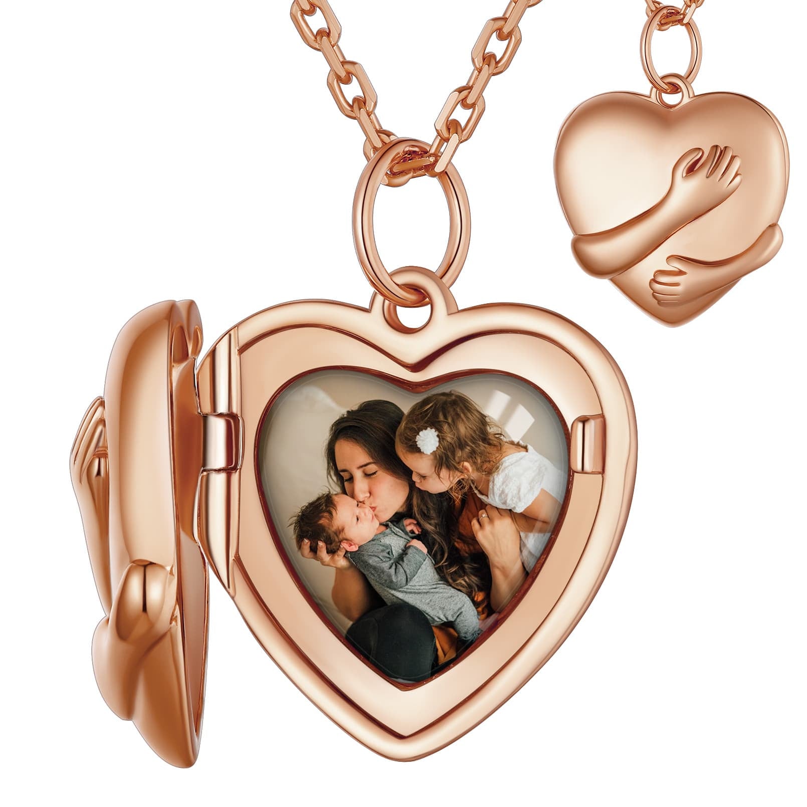 Customized Heart Picture Necklace Locket For Women Rose Gold