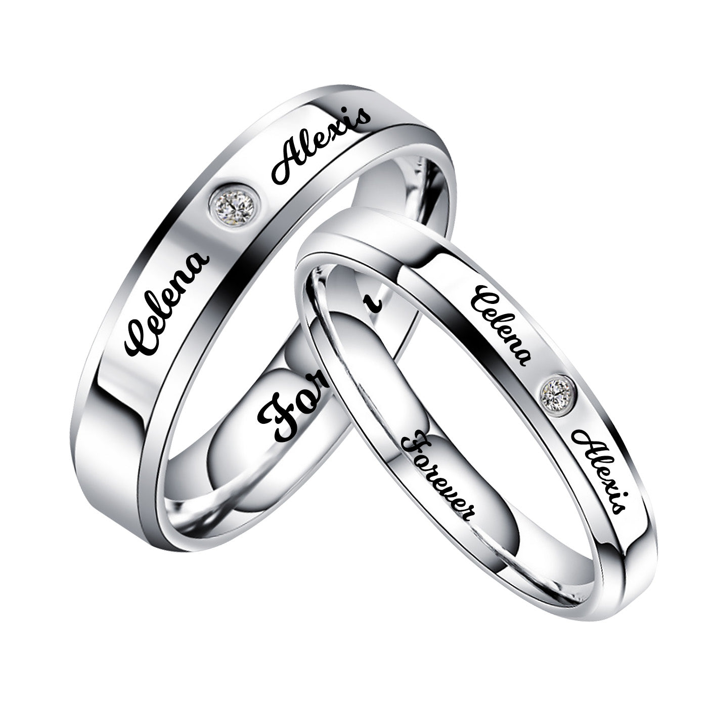 Personalized Engraved Promise Rings for Couple – BIRTHSTONES JEWELRY INC