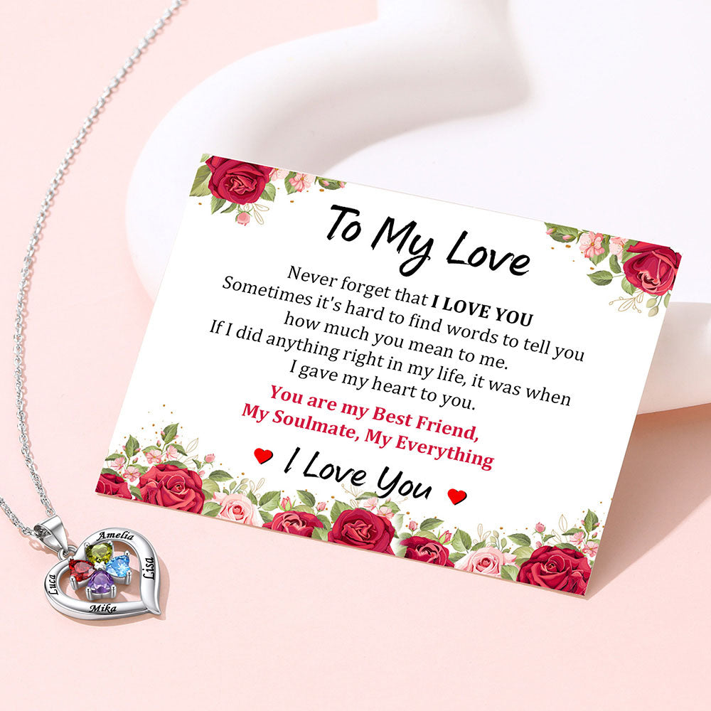 Customized Heart Birthstone Necklace for love