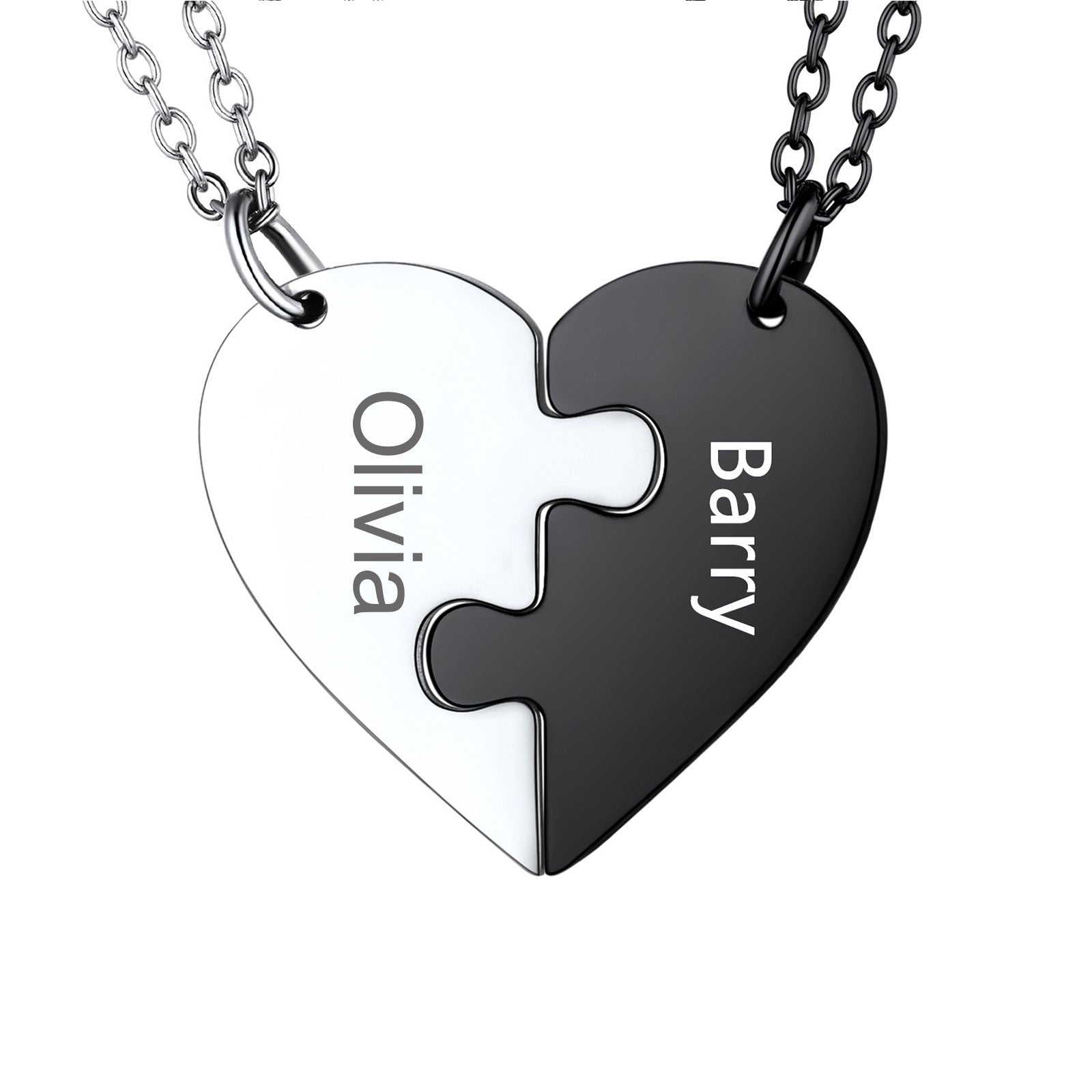 Customized Heart Puzzle Matching Necklaces