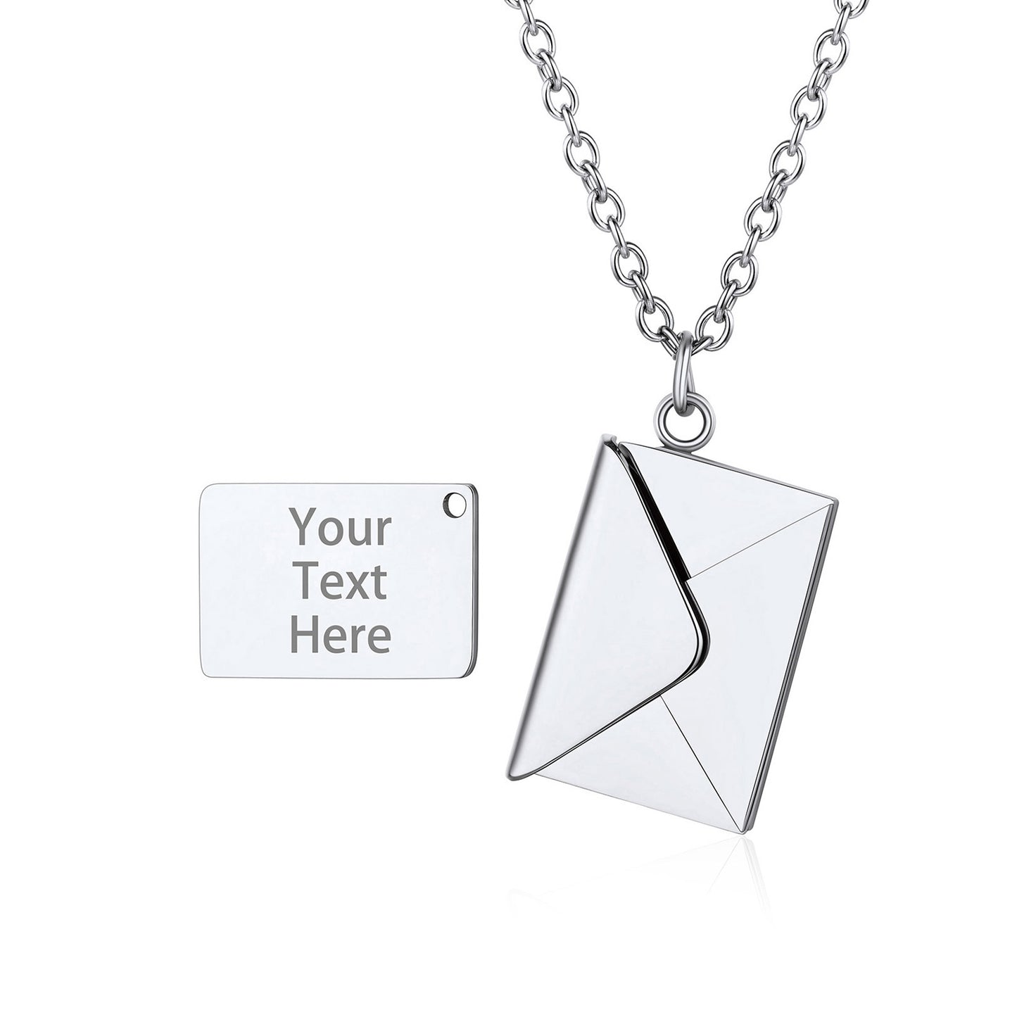 Customo Engraved Envelope Locket Necklace Stainless Steel