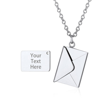 Customo Engraved Envelope Locket Necklace Stainless Steel