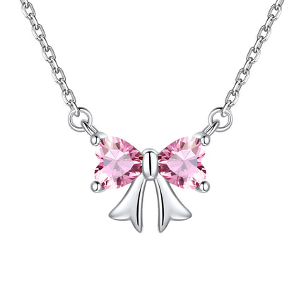 Cute Bow Birthstone Necklaces for Women