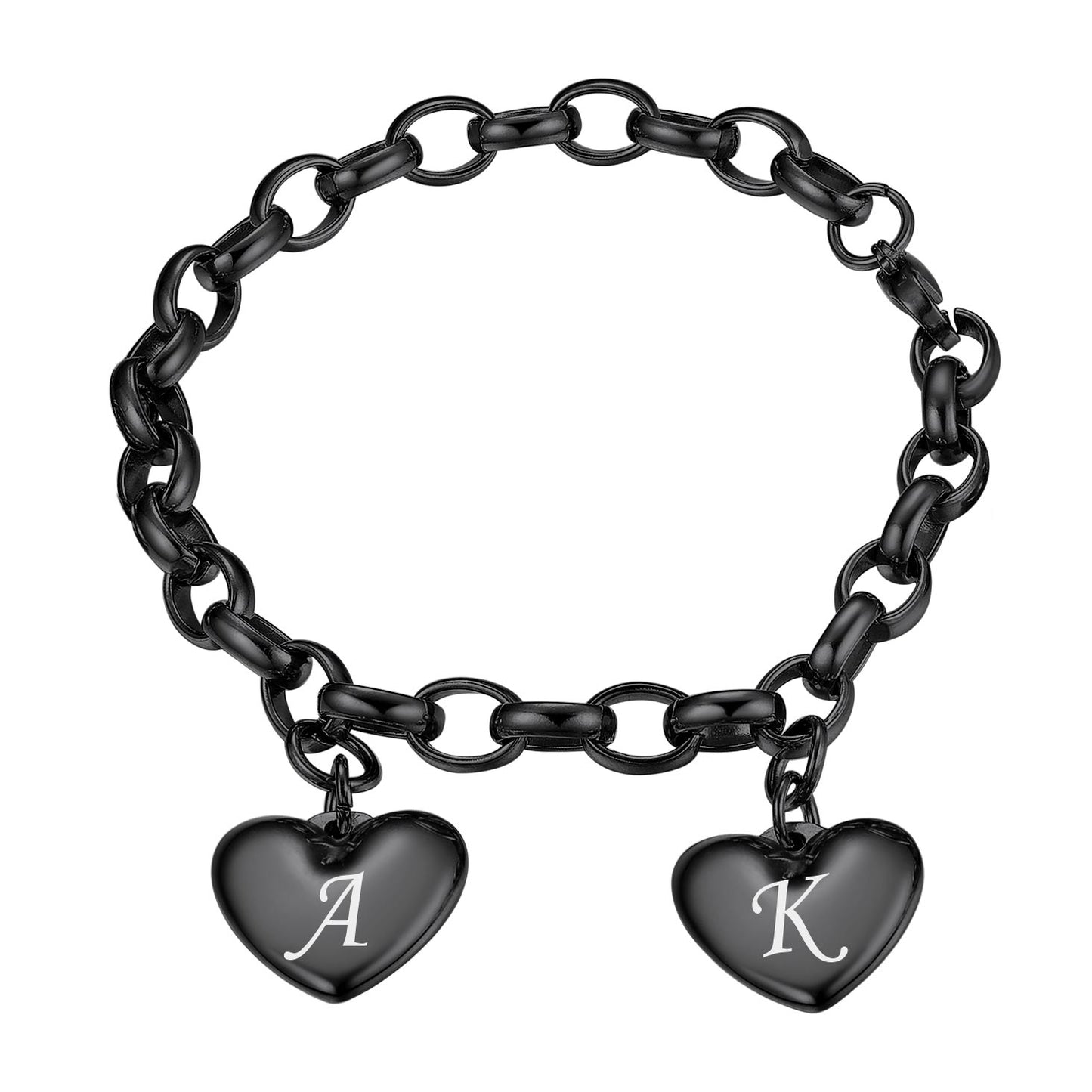 Custom Initial 2-5 Heart Charms Bracelet for Women