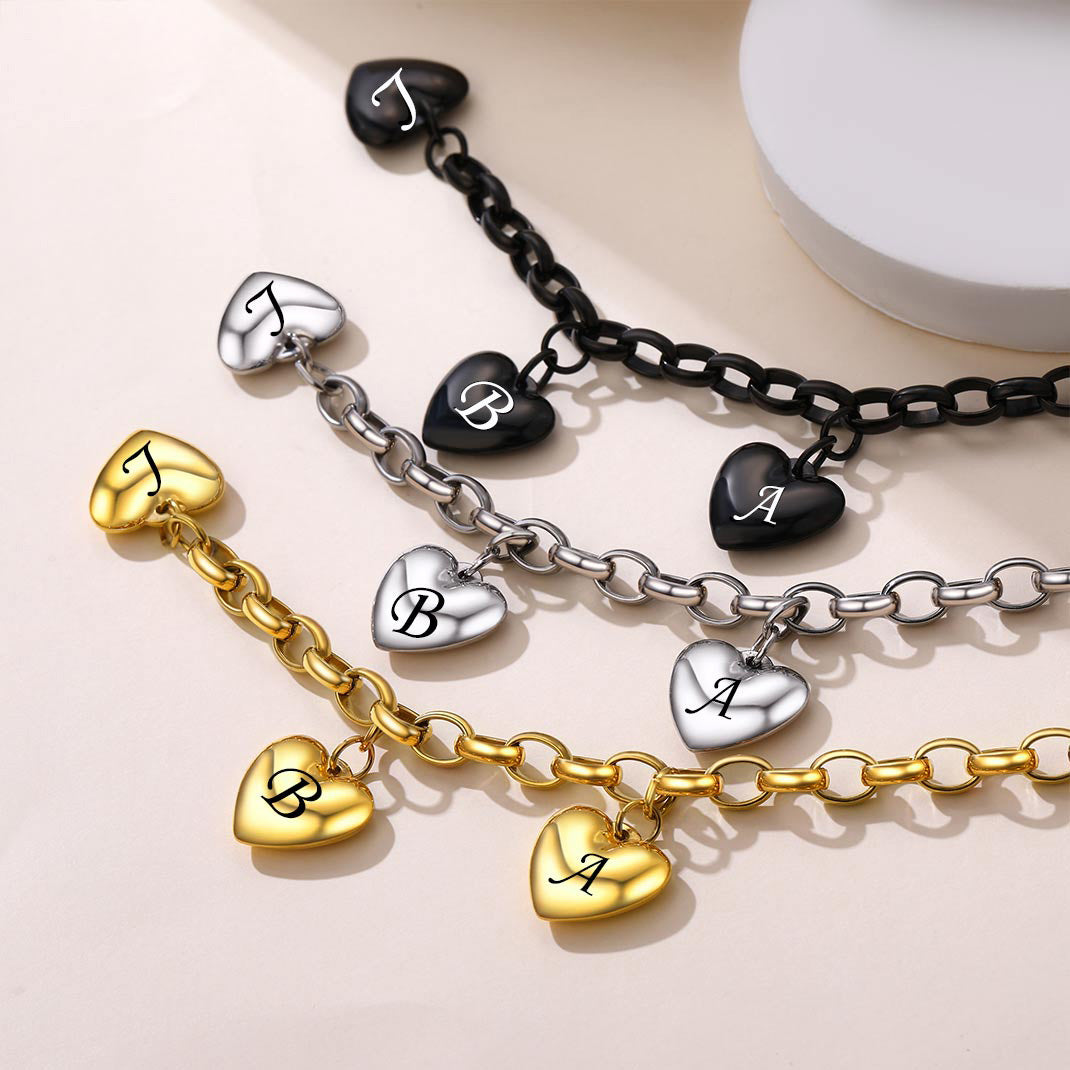 Bracelets personnalisés avec médaillon en forme de cœur pour femmes