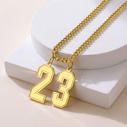 DP22226K-Personalized Jersey Number Necklace Gold Plated