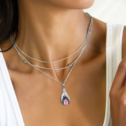 Customized Teardrop Birthstone Urn Necklaces for Ashes