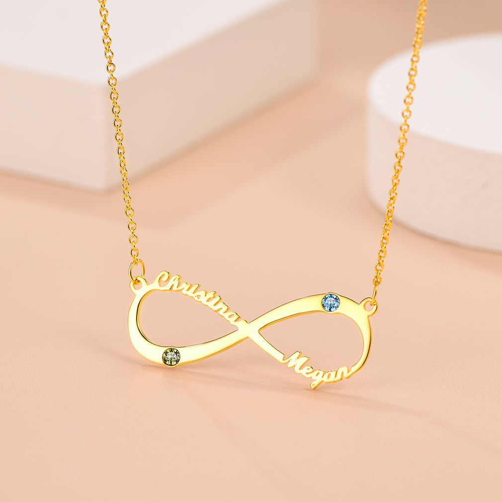 Personalized Birthstone Name Infinity Necklace