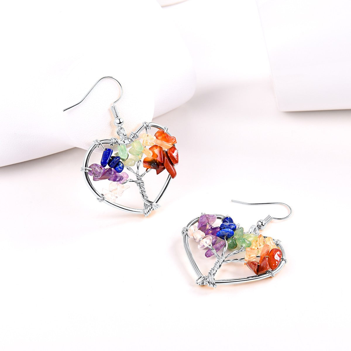 ⚡Flash Sale Charka Crystal Tree of Life Drop Earrings for Women