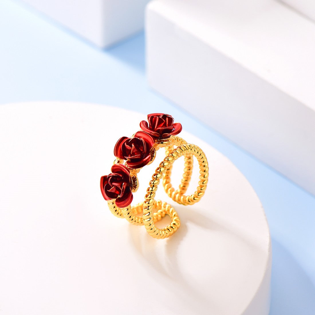 ⚡Flash Sale Adjustable Rose Flower Ring