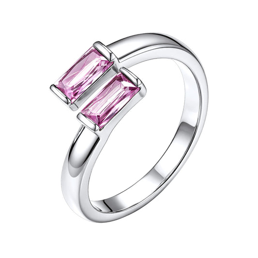 Dainty Baguette Birthstone Rings  Adjustable Ring for Women
