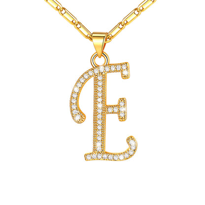 Dainty Cubic Zirconia Initial E Necklace Gold Plated