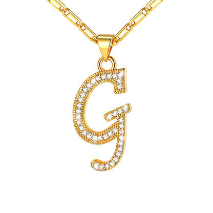 Dainty Cubic Zirconia Initial G Necklace Gold Plated