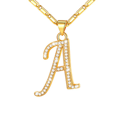 Dainty Cubic Zirconia Initial Necklace for Women