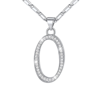 Dainty Cubic Zirconia Initial O Necklace White Gold Plated
