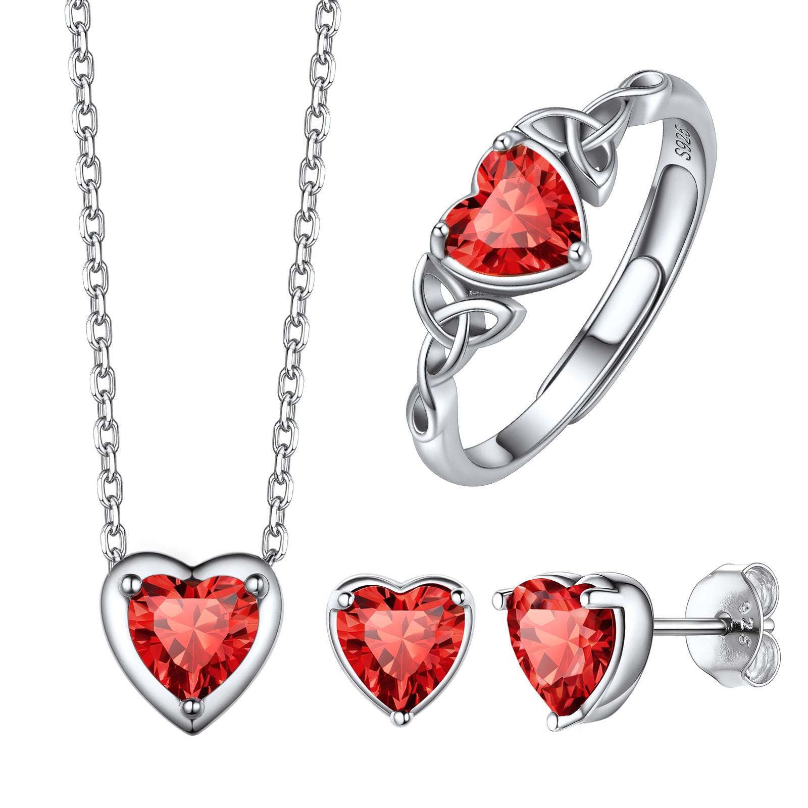 Dainty Heart Birthstone Jewelry Set