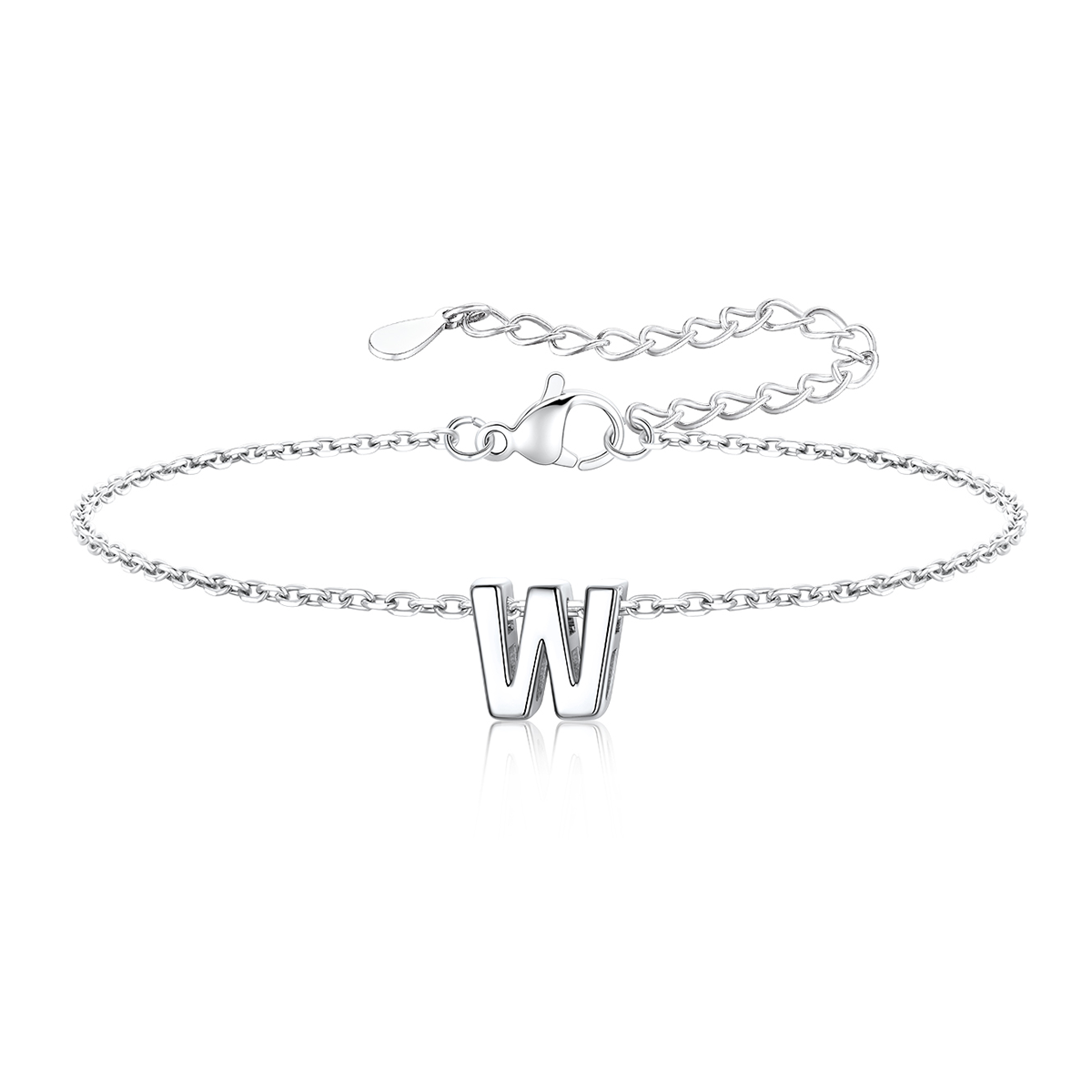 Dainty Initial W Bracelet for Women