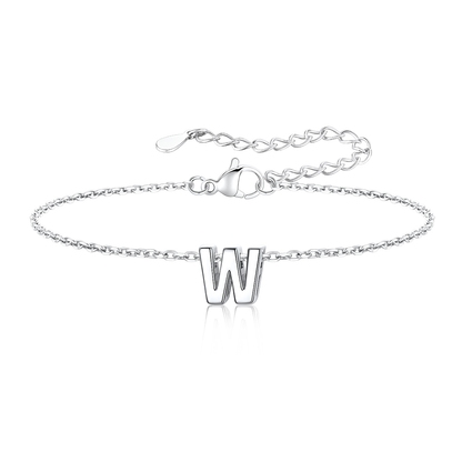 Dainty Initial W Bracelet for Women